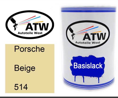 Porsche, Beige, 514: 500ml Lackdose, von ATW Autoteile West.