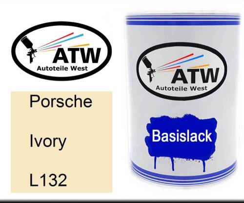 Porsche, Ivory, L132: 500ml Lackdose, von ATW Autoteile West.