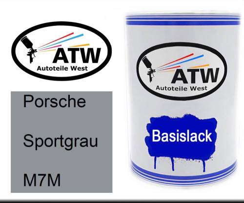 Porsche, Sportgrau, M7M: 500ml Lackdose, von ATW Autoteile West.