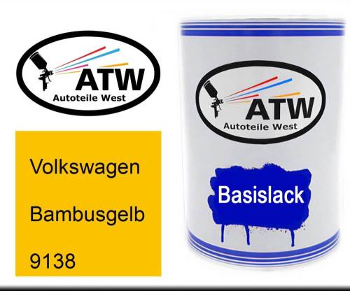 Volkswagen, Bambusgelb, 9138: 500ml Lackdose, von ATW Autoteile West.