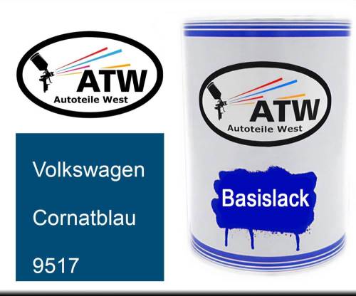 Volkswagen, Cornatblau, 9517: 500ml Lackdose, von ATW Autoteile West.