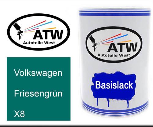 Volkswagen, Friesengrün, X8: 500ml Lackdose, von ATW Autoteile West.