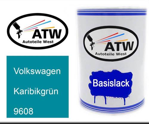 Volkswagen, Karibikgrün, 9608: 500ml Lackdose, von ATW Autoteile West.