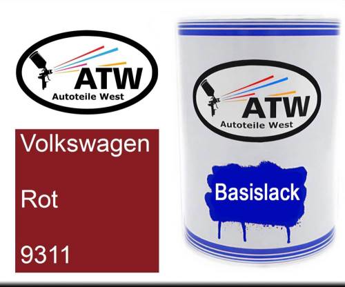 Volkswagen, Rot, 9311: 500ml Lackdose, von ATW Autoteile West.