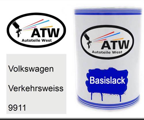 Volkswagen, Verkehrsweiss, 9911: 500ml Lackdose, von ATW Autoteile West.