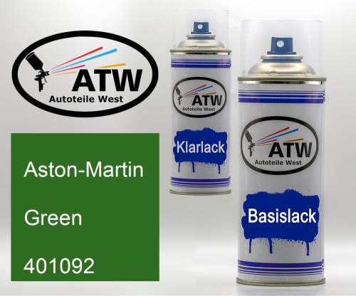 Aston-Martin, Green, 401092: 400ml Sprühdose + 400ml Klarlack - Set, von ATW Autoteile West.