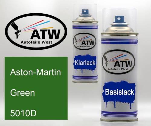 Aston-Martin, Green, 5010D: 400ml Sprühdose + 400ml Klarlack - Set, von ATW Autoteile West.