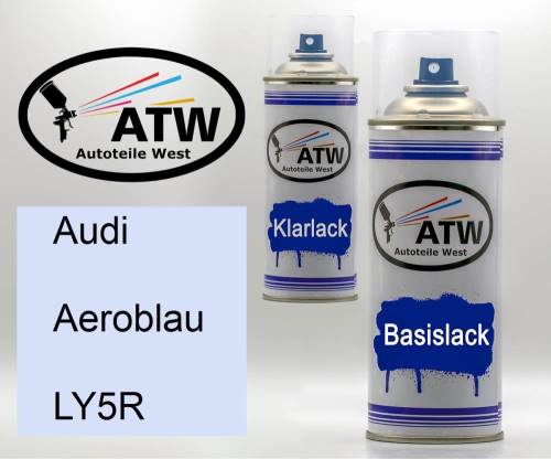 Audi, Aeroblau, LY5R: 400ml Sprühdose + 400ml Klarlack - Set, von ATW Autoteile West.