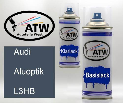 Audi, Aluoptik, L3HB: 400ml Sprühdose + 400ml Klarlack - Set, von ATW Autoteile West.