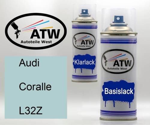 Audi, Coralle, L32Z: 400ml Sprühdose + 400ml Klarlack - Set, von ATW Autoteile West.