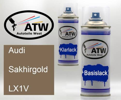 Audi, Sakhirgold, LX1V: 400ml Sprühdose + 400ml Klarlack - Set, von ATW Autoteile West.