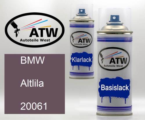 BMW, Altlila, 20061: 400ml Sprühdose + 400ml Klarlack - Set, von ATW Autoteile West.