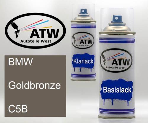 BMW, Goldbronze, C5B: 400ml Sprühdose + 400ml Klarlack - Set, von ATW Autoteile West.