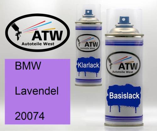 BMW, Lavendel, 20074: 400ml Sprühdose + 400ml Klarlack - Set, von ATW Autoteile West.