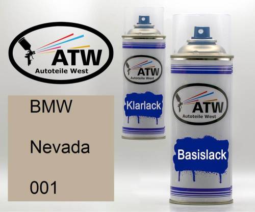 BMW, Nevada, 001: 400ml Sprühdose + 400ml Klarlack - Set, von ATW Autoteile West.