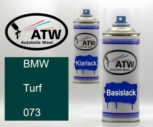 BMW, Turf, 073: 400ml Sprühdose + 400ml Klarlack - Set, von ATW Autoteile West.