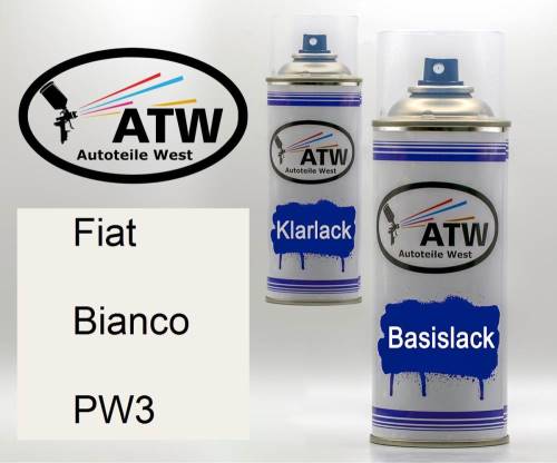 Fiat, Bianco, PW3: 400ml Sprühdose + 400ml Klarlack - Set, von ATW Autoteile West.