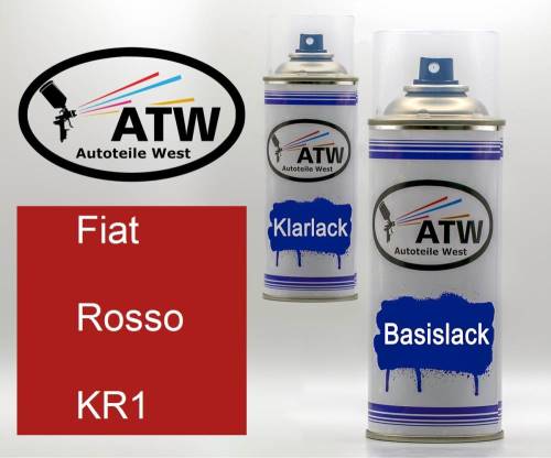 Fiat, Rosso, KR1: 400ml Sprühdose + 400ml Klarlack - Set, von ATW Autoteile West.