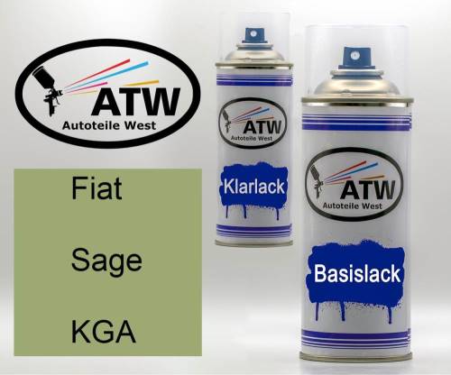 Fiat, Sage, KGA: 400ml Sprühdose + 400ml Klarlack - Set, von ATW Autoteile West.