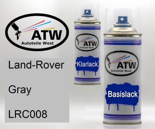 Land-Rover, Gray, LRC008: 400ml Sprühdose + 400ml Klarlack - Set, von ATW Autoteile West.