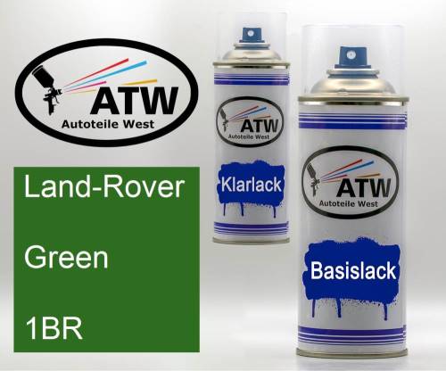 Land-Rover, Green, 1BR: 400ml Sprühdose + 400ml Klarlack - Set, von ATW Autoteile West.