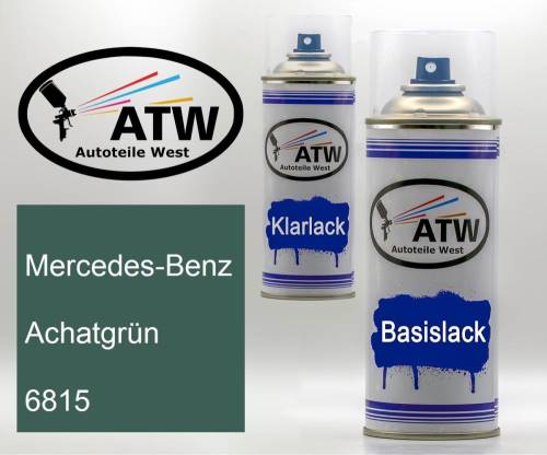Mercedes-Benz, Achatgrün, 6815: 400ml Sprühdose + 400ml Klarlack - Set, von ATW Autoteile West.