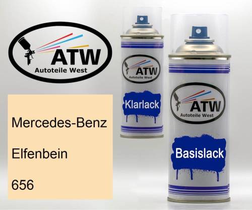 Mercedes-Benz, Elfenbein, 656: 400ml Sprühdose + 400ml Klarlack - Set, von ATW Autoteile West.
