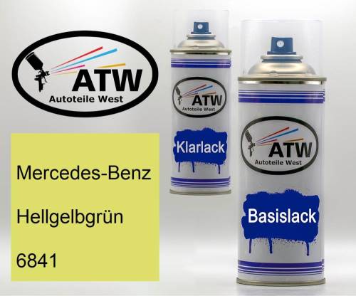 Mercedes-Benz, Hellgelbgrün, 6841: 400ml Sprühdose + 400ml Klarlack - Set, von ATW Autoteile West.