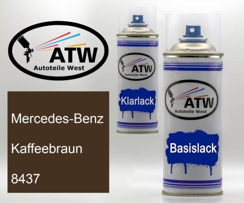 Mercedes-Benz, Kaffeebraun, 8437: 400ml Sprühdose + 400ml Klarlack - Set, von ATW Autoteile West.