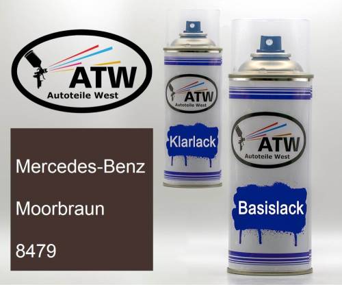 Mercedes-Benz, Moorbraun, 8479: 400ml Sprühdose + 400ml Klarlack - Set, von ATW Autoteile West.