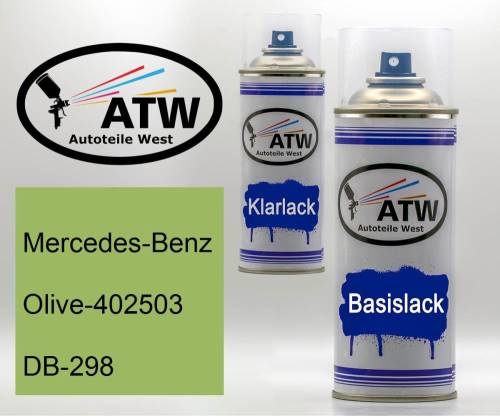 Mercedes-Benz, Olive-402503, DB-298: 400ml Sprühdose + 400ml Klarlack - Set, von ATW Autoteile West.
