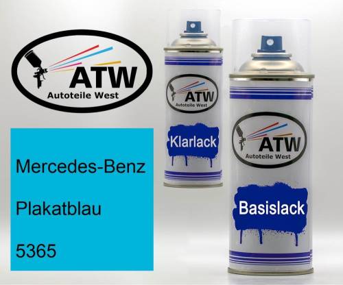 Mercedes-Benz, Plakatblau, 5365: 400ml Sprühdose + 400ml Klarlack - Set, von ATW Autoteile West.