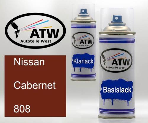 Nissan, Cabernet, 808: 400ml Sprühdose + 400ml Klarlack - Set, von ATW Autoteile West.