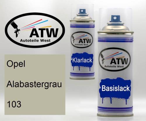 Opel, Alabastergrau, 103: 400ml Sprühdose + 400ml Klarlack - Set, von ATW Autoteile West.