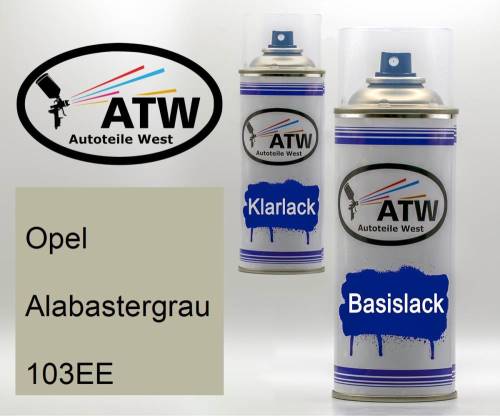 Opel, Alabastergrau, 103EE: 400ml Sprühdose + 400ml Klarlack - Set, von ATW Autoteile West.