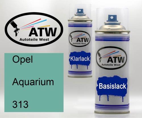 Opel, Aquarium, 313: 400ml Sprühdose + 400ml Klarlack - Set, von ATW Autoteile West.