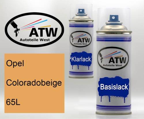 Opel, Coloradobeige, 65L: 400ml Sprühdose + 400ml Klarlack - Set, von ATW Autoteile West.