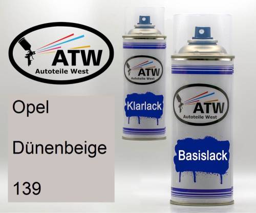 Opel, Dünenbeige, 139: 400ml Sprühdose + 400ml Klarlack - Set, von ATW Autoteile West.