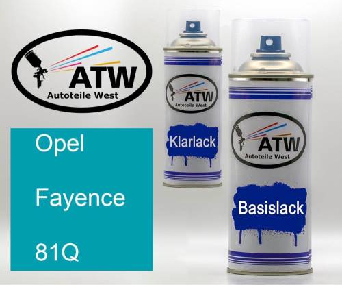 Opel, Fayence, 81Q: 400ml Sprühdose + 400ml Klarlack - Set, von ATW Autoteile West.