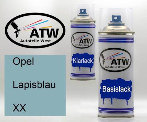 Opel, Lapisblau, XX: 400ml Sprühdose + 400ml Klarlack - Set, von ATW Autoteile West.