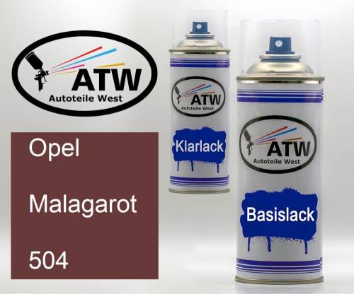 Opel, Malagarot, 504: 400ml Sprühdose + 400ml Klarlack - Set, von ATW Autoteile West.