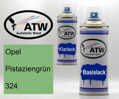 Opel, Pistaziengrün, 324: 400ml Sprühdose + 400ml Klarlack - Set, von ATW Autoteile West.