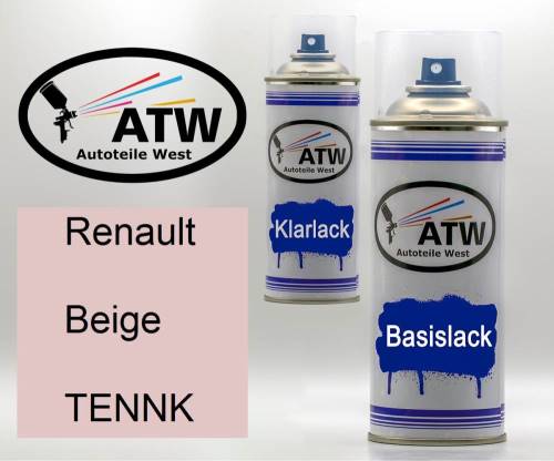 Renault, Beige, TENNK: 400ml Sprühdose + 400ml Klarlack - Set, von ATW Autoteile West.