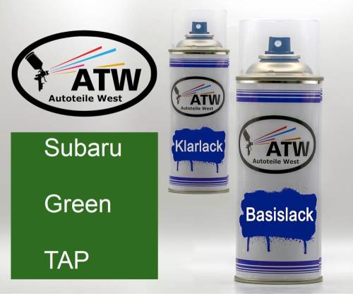 Subaru, Green, TAP: 400ml Sprühdose + 400ml Klarlack - Set, von ATW Autoteile West.