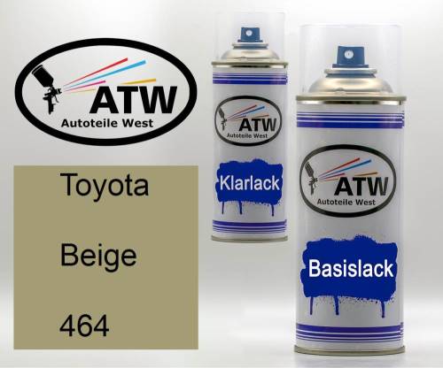 Toyota, Beige, 464: 400ml Sprühdose + 400ml Klarlack - Set, von ATW Autoteile West.