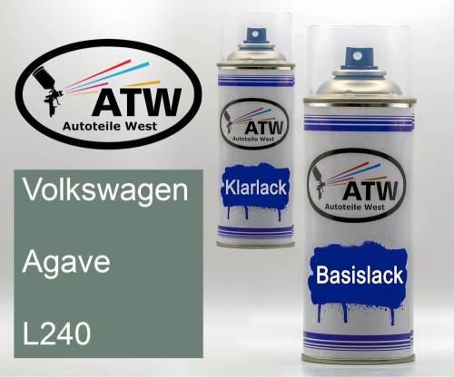 Volkswagen, Agave, L240: 400ml Sprühdose + 400ml Klarlack - Set, von ATW Autoteile West.