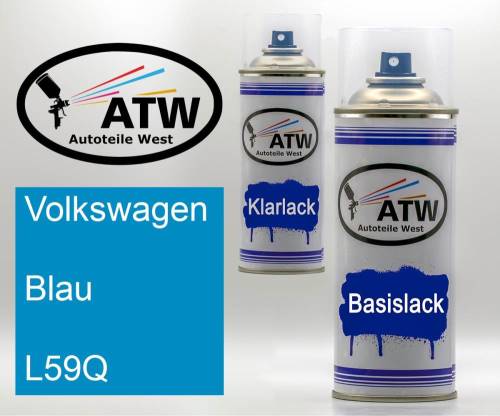 Volkswagen, Blau, L59Q: 400ml Sprühdose + 400ml Klarlack - Set, von ATW Autoteile West.