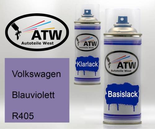 Volkswagen, Blauviolett, R405: 400ml Sprühdose + 400ml Klarlack - Set, von ATW Autoteile West.