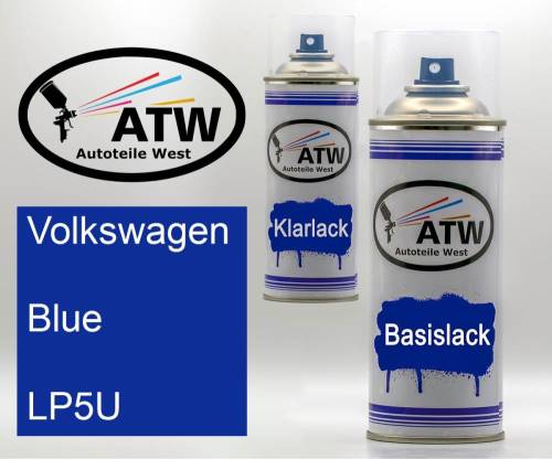 Volkswagen, Blue, LP5U: 400ml Sprühdose + 400ml Klarlack - Set, von ATW Autoteile West.