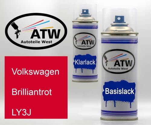 Volkswagen, Brilliantrot, LY3J: 400ml Sprühdose + 400ml Klarlack - Set, von ATW Autoteile West.